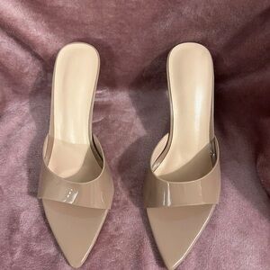 Elegant Nude Women's Heeled Mules